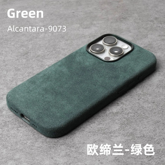 Magnetic ALCANTARA Case for Iphone 17 16 Pro Max 15 14 Luxury Suede Leather Supercar Phone Cases Camera Button Cover