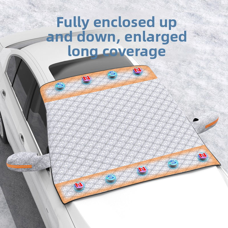 Magnetic thickened car cover for car snow shield