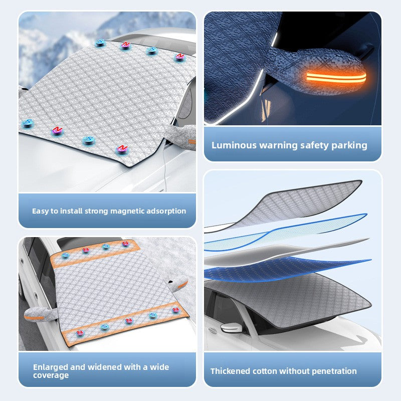 Magnetic thickened car cover for car snow shield