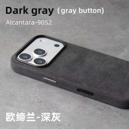 Magnetic ALCANTARA Case for Iphone 17 16 Pro Max 15 14 Luxury Suede Leather Supercar Phone Cases Camera Button Cover