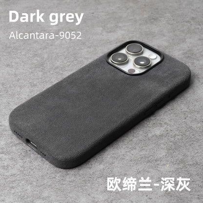 Magnetic ALCANTARA Case for Iphone 17 16 Pro Max 15 14 Luxury Suede Leather Supercar Phone Cases Camera Button Cover