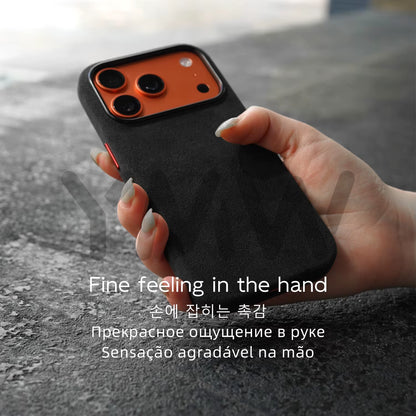 Magnetic ALCANTARA Case for Iphone 17 16 Pro Max 15 14 Luxury Suede Leather Supercar Phone Cases Camera Button Cover