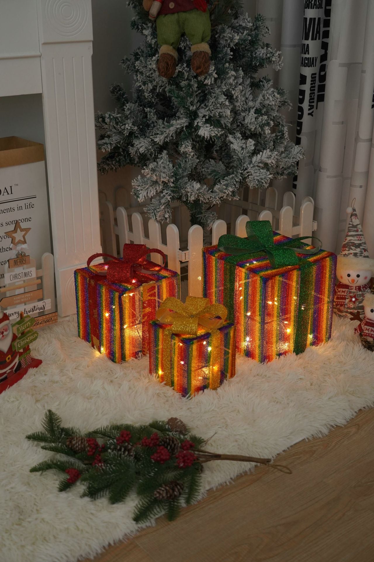 Christmas Gift Box Color Light Decor